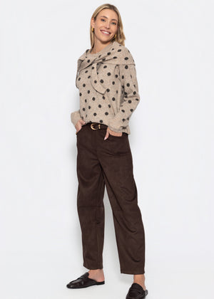 Dotted jumper with scarf - beige