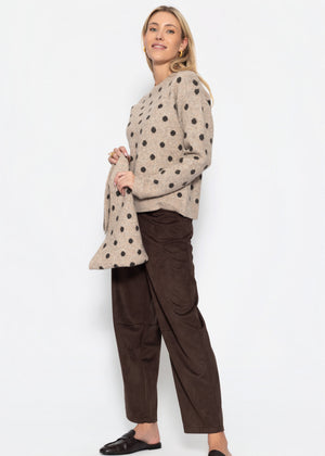 Dotted jumper with scarf - beige