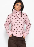 Gepunkteter Pullover mit Schal - rosa