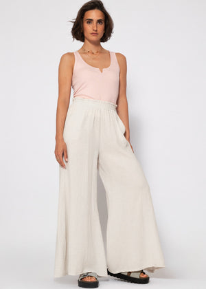 Ribbed V-neck top - dusty pink