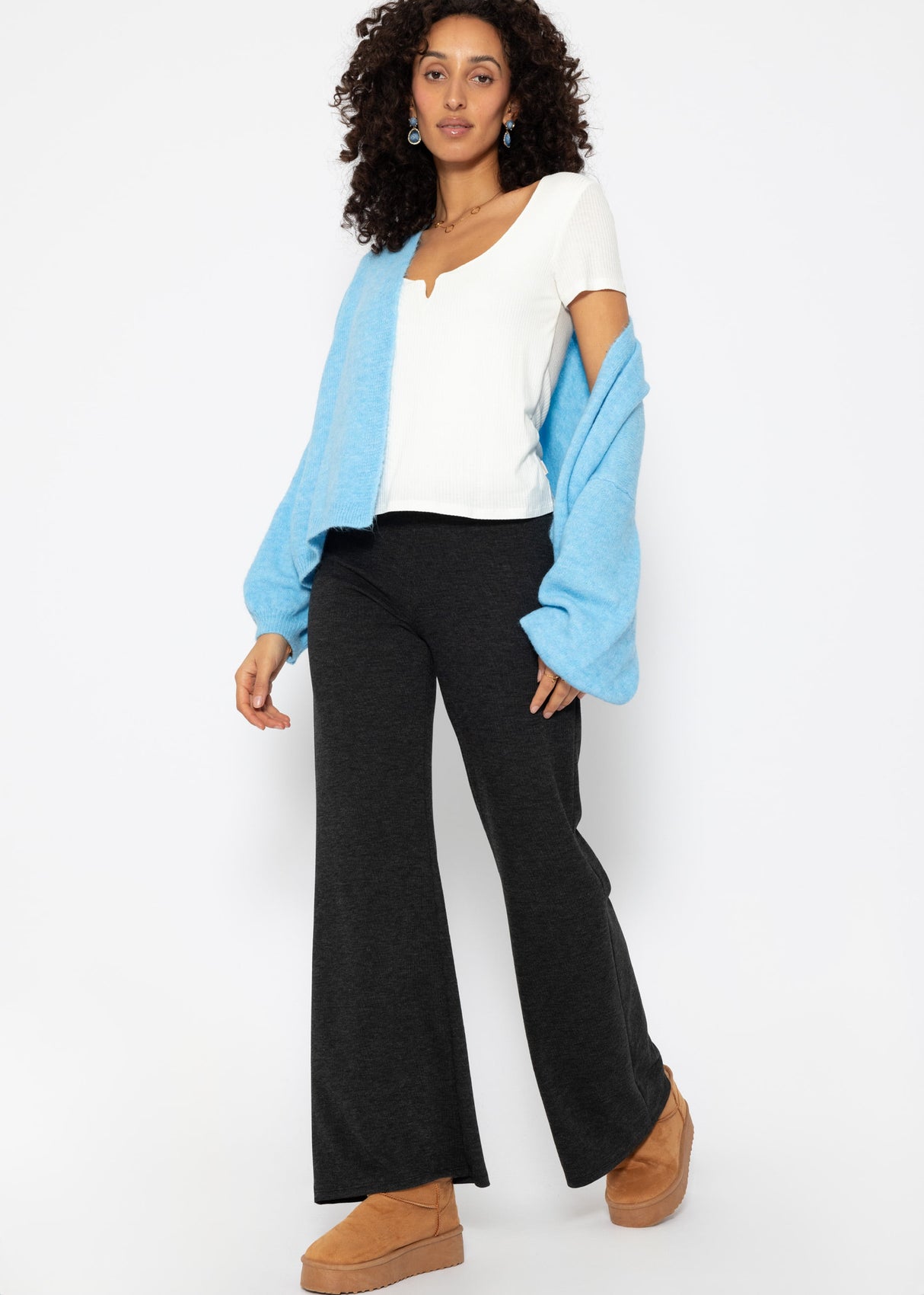 Geripptes T-Shirt - offwhite