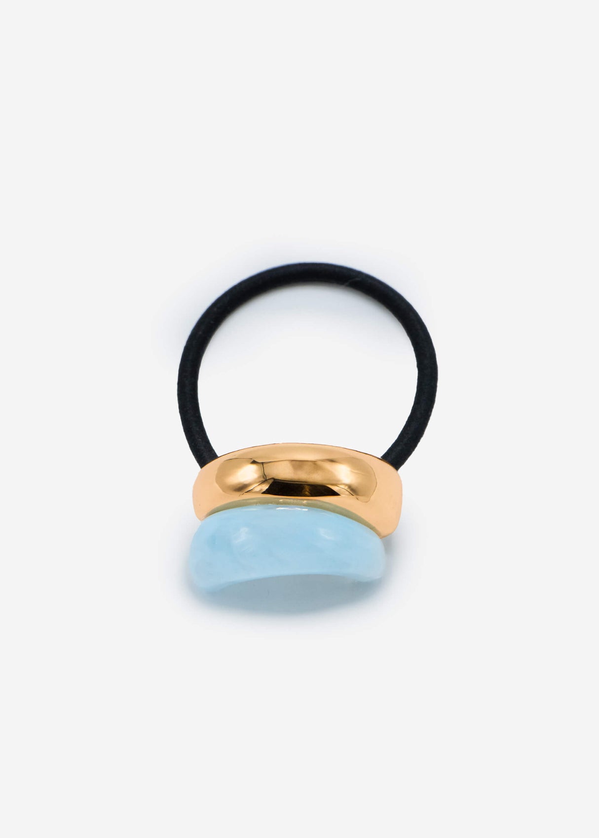 Geschwungener Duo Haargummi - gold-hellblau