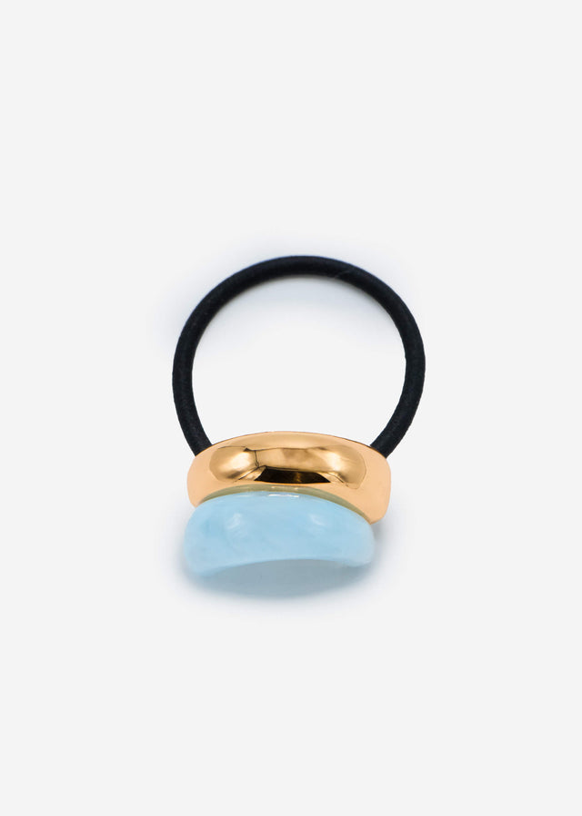 Geschwungener Duo Haargummi - gold-hellblau
