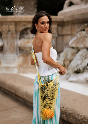 Gesmoktes Musselin Bandeau Top - offwhite
