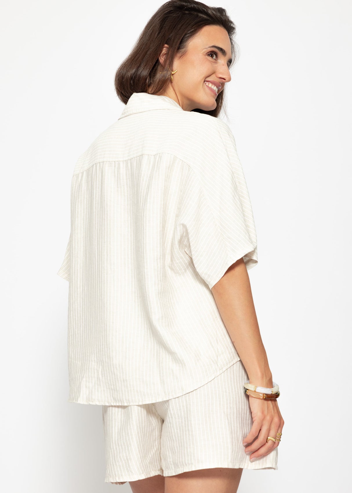 Gestreifte Bluse - hellbeige