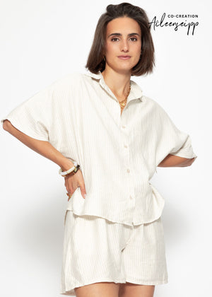 Gestreifte Bluse - hellbeige
