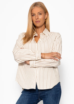 Gestreifte Hemdbluse - beige