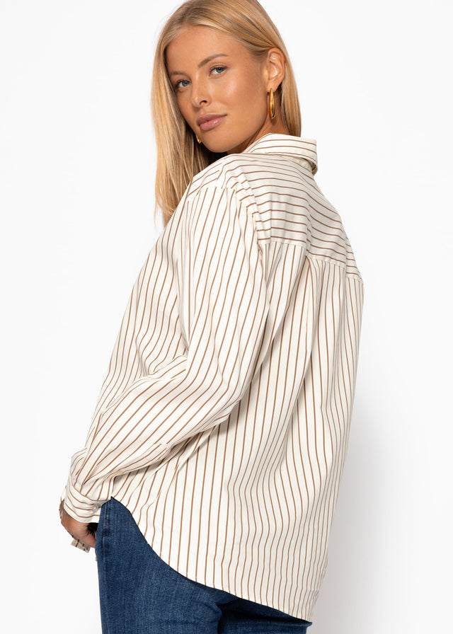 Gestreifte Hemdbluse - beige