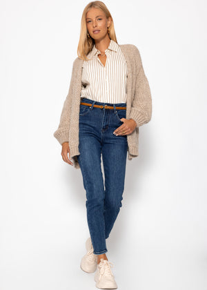 Gestreifte Hemdbluse - beige