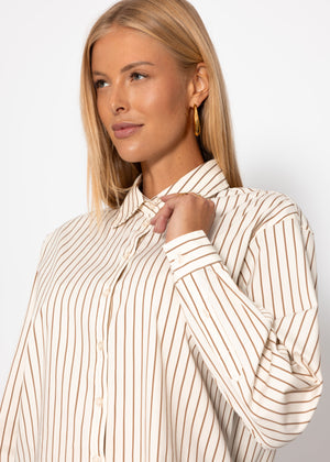 Gestreifte Hemdbluse - beige