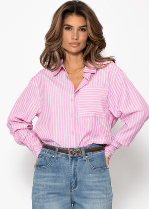 Gestreifte Hemdbluse - pink