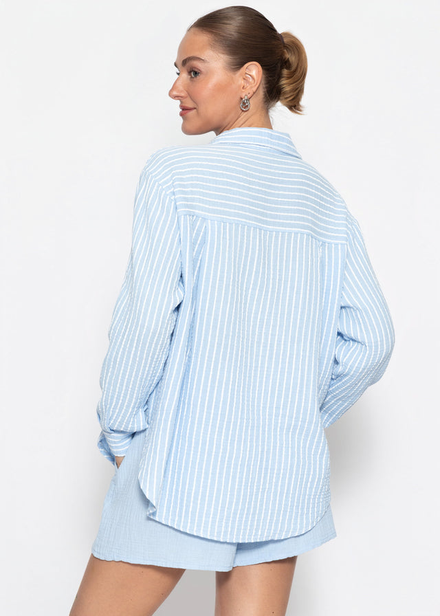 Striped muslin shirt - light blue