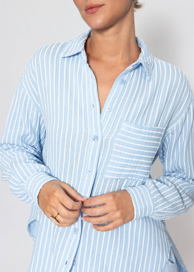 Striped muslin shirt - light blue