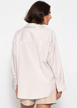 sassyclassy Gestreifte Oversize Bluse - beige