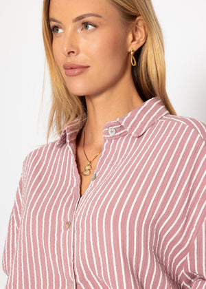 Striped oversize muslin blouse - dusty pink