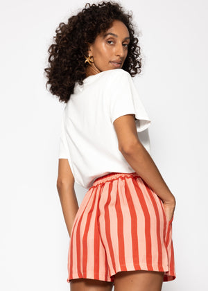 Gestreifte Shorts mit Bundfalten - rot