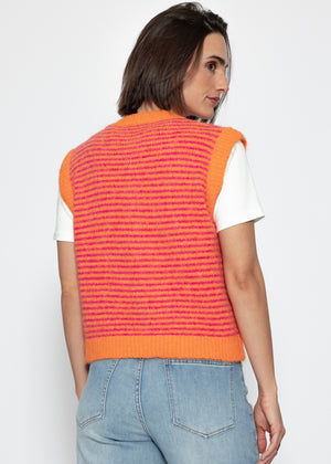 Striped knitted vest - orange