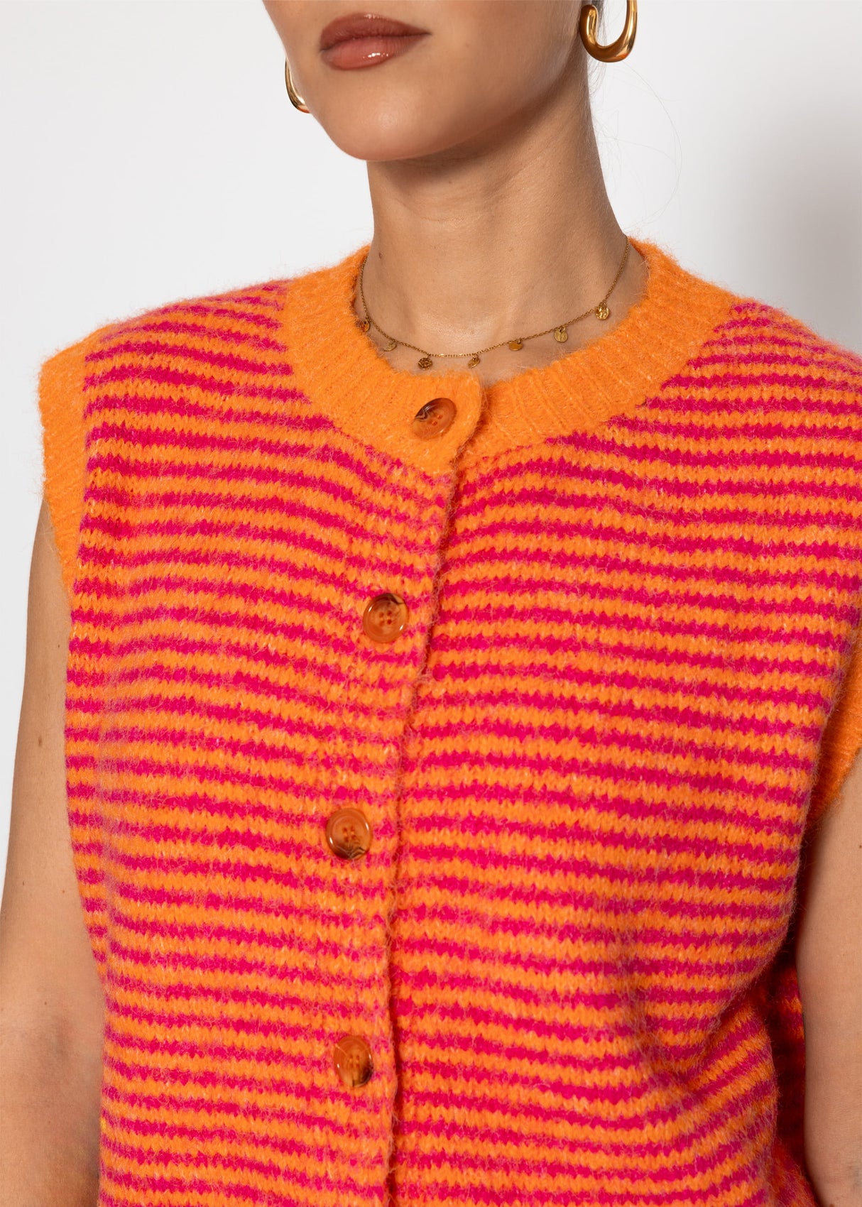 Striped knitted vest - orange