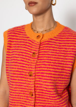 Striped knitted vest - orange