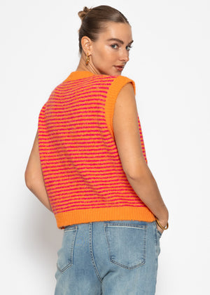 Striped knitted vest - orange
