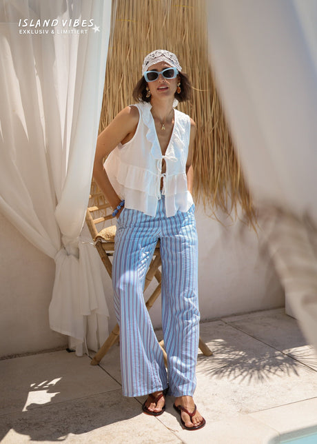 Gestreifte Viskose Hose - blau von SASSYCLASSY