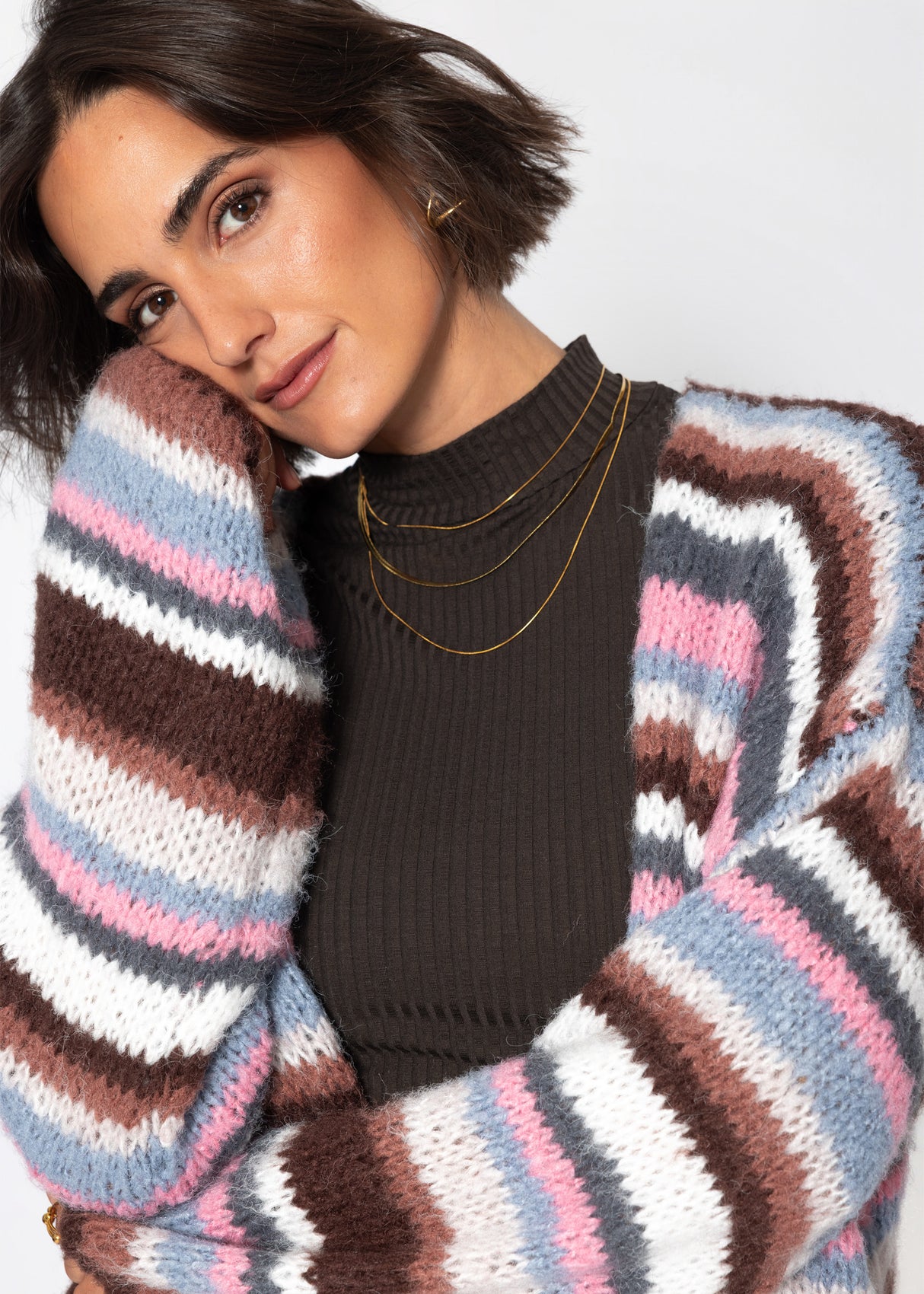 Striped cardigan - pink blue