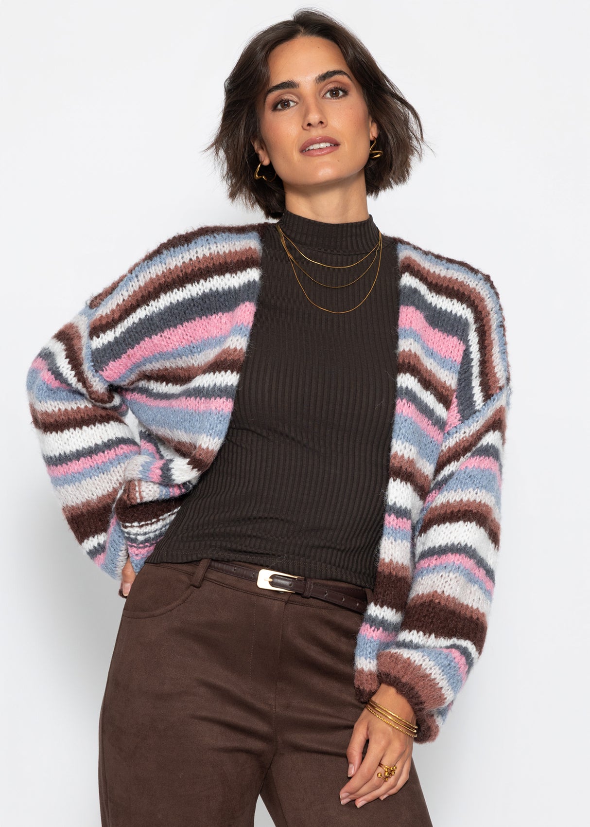 Striped cardigan - pink blue