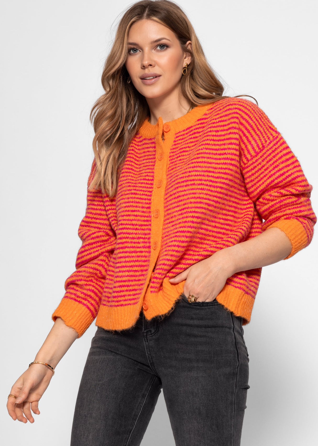 Striped cardigan - orange