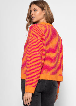 Striped cardigan - orange