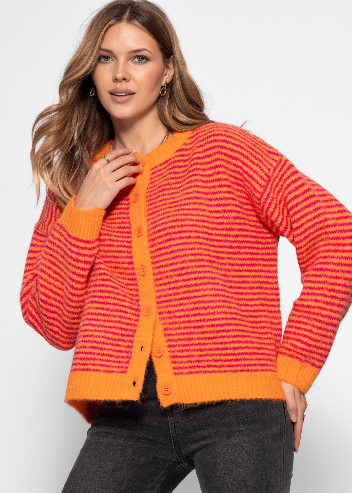Striped cardigan - orange