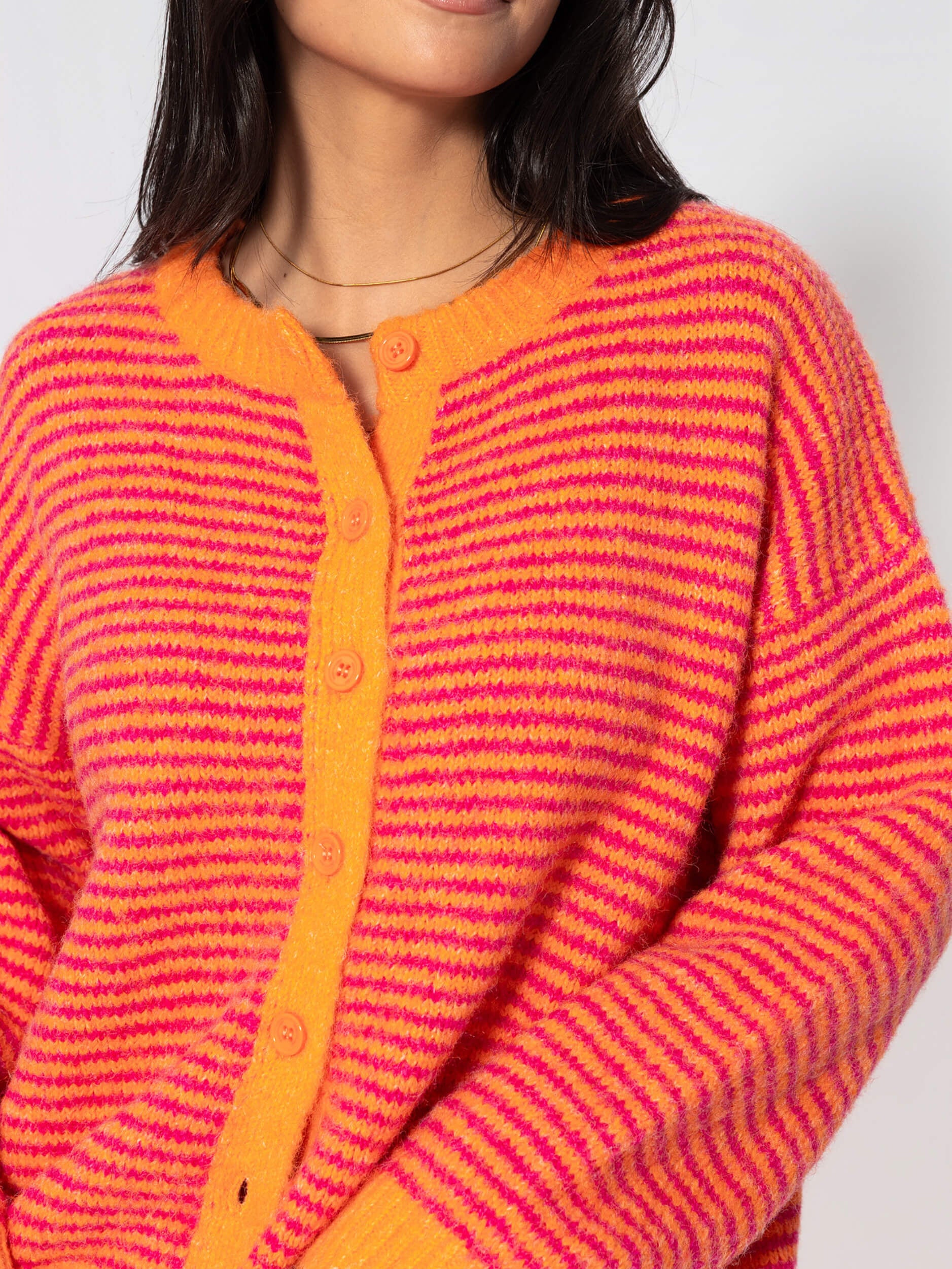 Gestreifter Cardigan - orange
