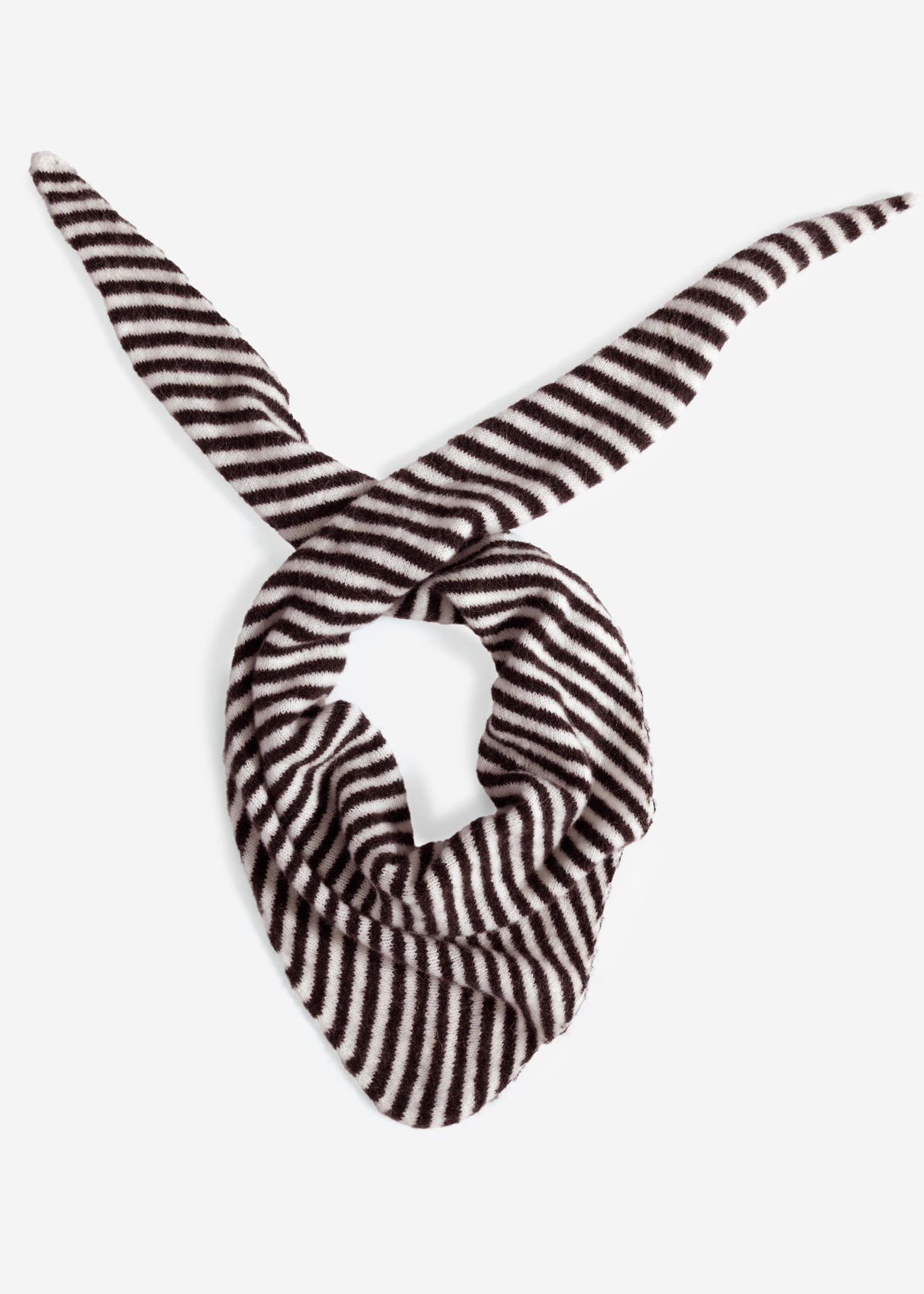 Gestreifter Dreiecksschal - braun-offwhite