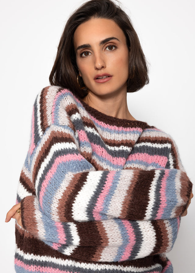 Gestreifter Pullover - braun