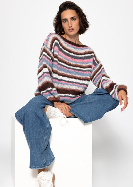 Striped jumper - brown