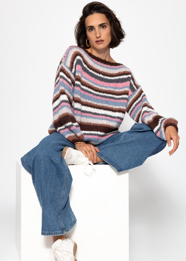 Gestreifter Pullover - braun