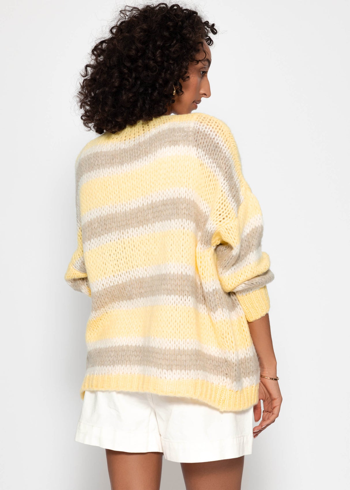 Striped oversized cardigan - butter yellow