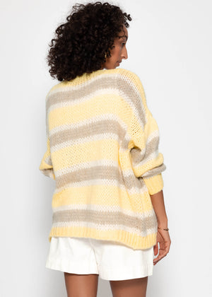 Striped oversized cardigan - butter yellow