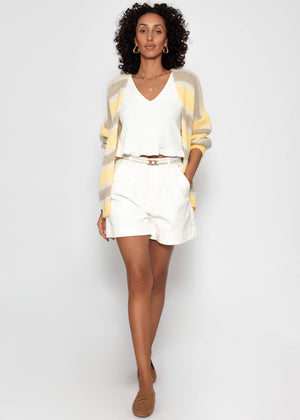 Striped oversized cardigan - butter yellow