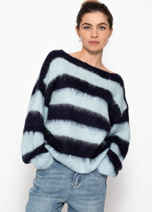 Gestreifter Pullover - blau