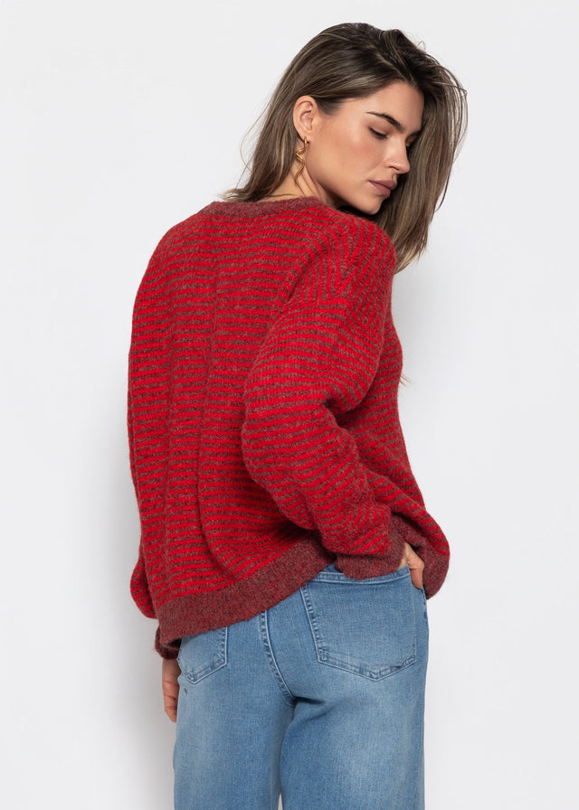 Gestreifter Pullover - burgundy