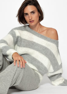Striped sweater - gray -off-white