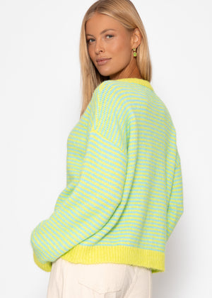 Striped sweater - green -blue