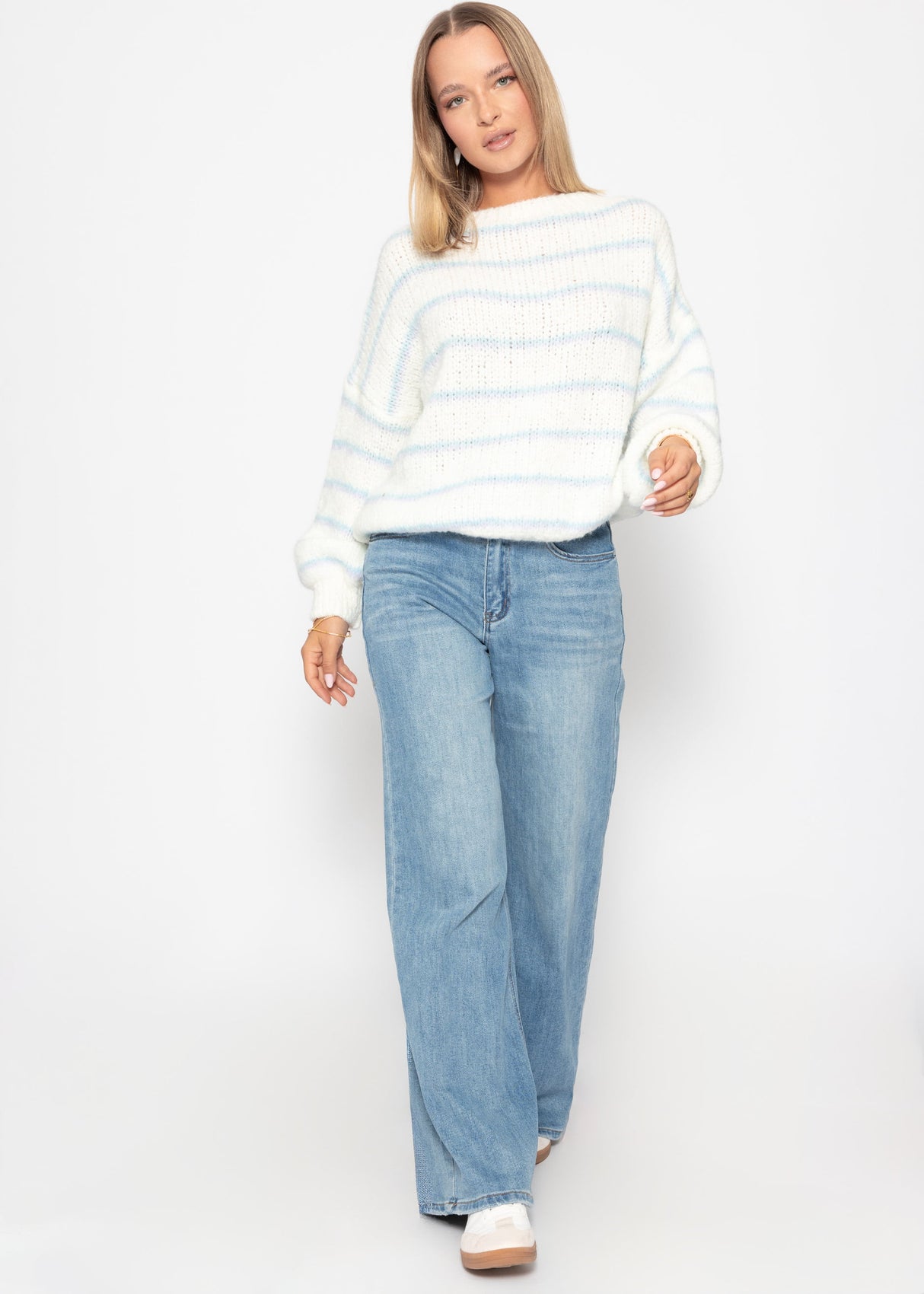 Gestreifter Pullover - offwhite