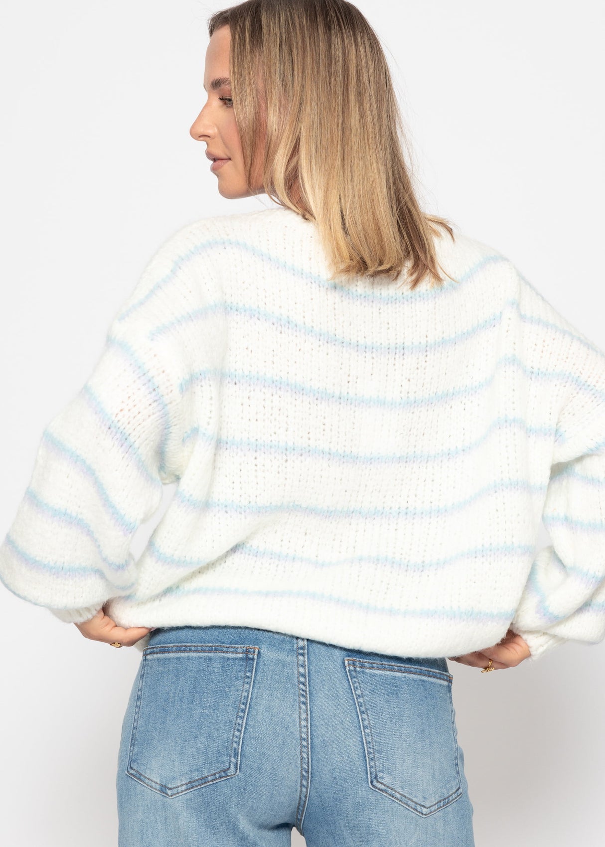 Gestreifter Pullover - offwhite