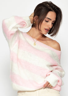 Gestreifter Pullover - rosa-offwhite