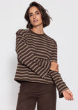 Gestreiftes Langarmshirt mit weiten Ärmeln - braun