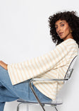 Gestreiftes Langarmshirt mit weiten Ärmeln - creme