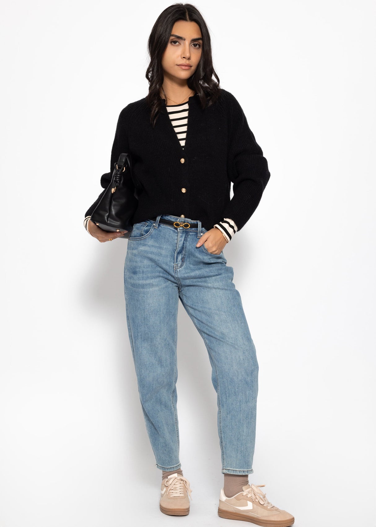 Gestreiftes Langarmshirt - weiß
