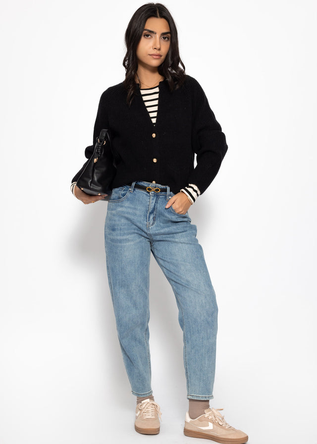 Striped long-sleeved top - white