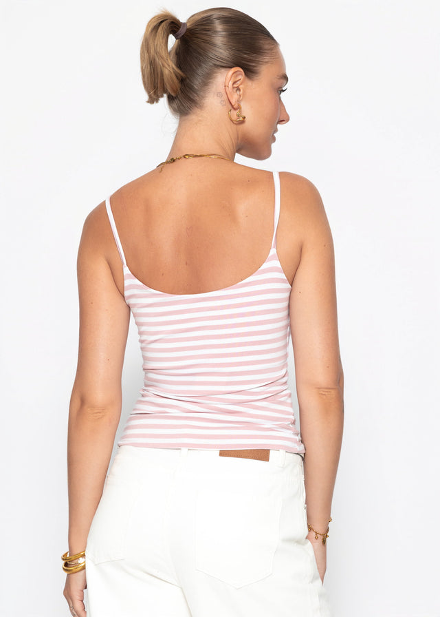 Striped spaghetti strap top - rose